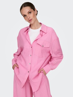Only ONLTANIA LIFE LS SHIRT WVN Fuchsia Pink | Freewear ONLTANIA LIFE LS SHIRT WVN - www.freewear.nl - Freewear