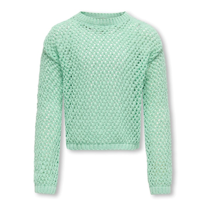 Only KOGDONNA LIFE LS O-NECK OPEN STRUC : Birds Egg Green | Freewear KOGDONNA LIFE LS O-NECK OPEN STRUC : - www.freewear.nl - Freewear
