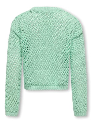 Only KOGDONNA LIFE LS O-NECK OPEN STRUC : Birds Egg Green | Freewear KOGDONNA LIFE LS O-NECK OPEN STRUC : - www.freewear.nl - Freewear
