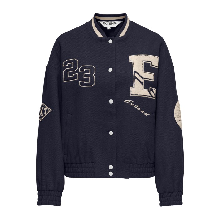 Only ONLCHARA L/S BASEBALL JACKET XT PNT Night Sky/WHITECAP GRAY | Freewear ONLCHARA L/S BASEBALL JACKET XT PNT - www.freewear.nl - Freewear