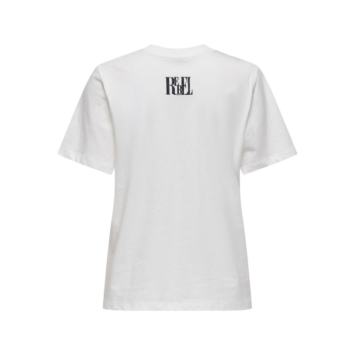 Only ONLLEONA S/S TEXT EMB. TOP BOX JRS Cloud Dancer/Rebel | Freewear ONLLEONA S/S TEXT EMB. TOP BOX JRS - www.freewear.nl - Freewear