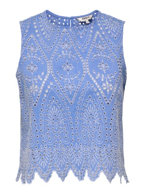 Only ONLTULUM SL EMB TOP WVN Blue Bonnet/BRIGHT WHITE EMB. | Freewear ONLTULUM SL EMB TOP WVN - www.freewear.nl - Freewear