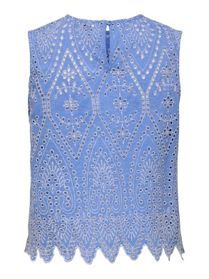 Only ONLTULUM SL EMB TOP WVN Blue Bonnet/BRIGHT WHITE EMB. | Freewear ONLTULUM SL EMB TOP WVN - www.freewear.nl - Freewear