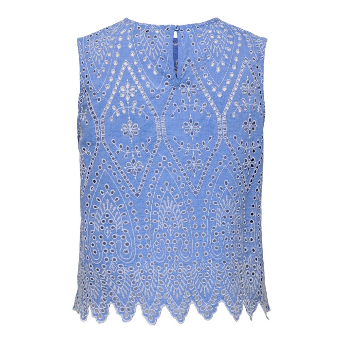 Only ONLTULUM SL EMB TOP WVN Blue Bonnet/BRIGHT WHITE EMB. | Freewear ONLTULUM SL EMB TOP WVN - www.freewear.nl - Freewear