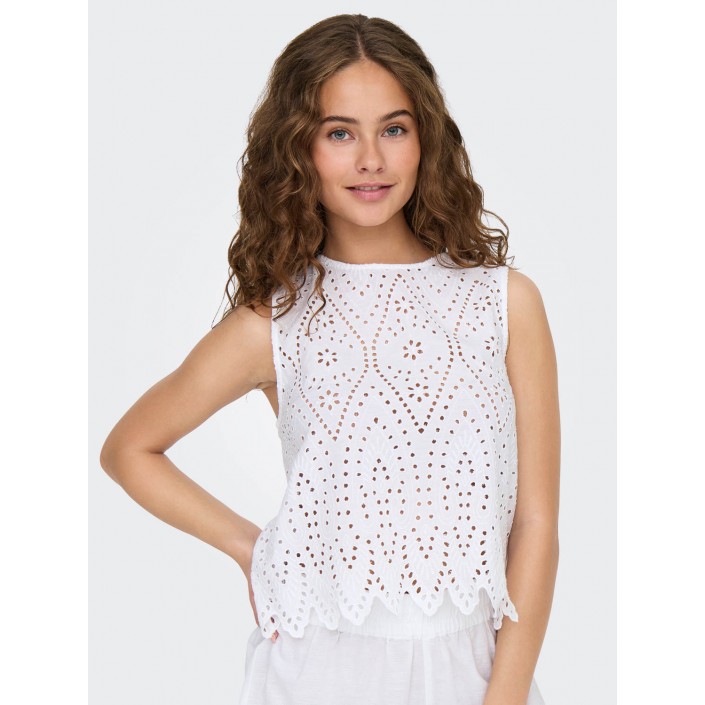 Only ONLTULUM SL EMB TOP WVN Bright White/BRIGHT WHITE EMB. | Freewear ONLTULUM SL EMB TOP WVN - www.freewear.nl - Freewear