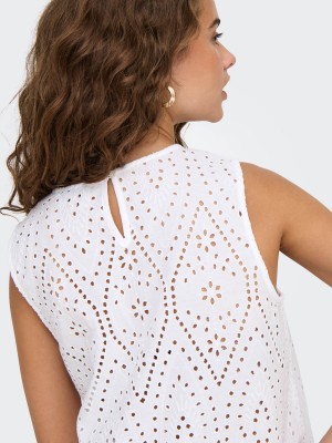 Only ONLTULUM SL EMB TOP WVN Bright White/BRIGHT WHITE EMB. | Freewear ONLTULUM SL EMB TOP WVN - www.freewear.nl - Freewear