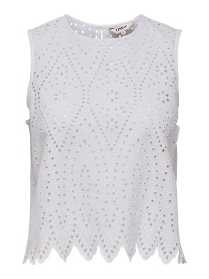 Only ONLTULUM SL EMB TOP WVN Bright White/BRIGHT WHITE EMB. | Freewear ONLTULUM SL EMB TOP WVN - www.freewear.nl - Freewear