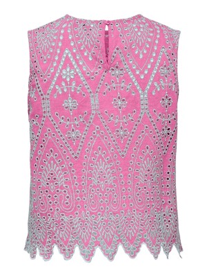 Only ONLTULUM SL EMB TOP WVN Fuchsia Pink/BRIGHT WHITE EMB. | Freewear ONLTULUM SL EMB TOP WVN - www.freewear.nl - Freewear