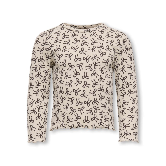 ONLY:KIDS ONLY KMGTRINNY LIFE AOP LS O-NCK TOP JRS: Pumice Stone/Bow | Freewear KMGTRINNY LIFE AOP LS O-NCK TOP JRS: - www.freewear.nl - Freewear