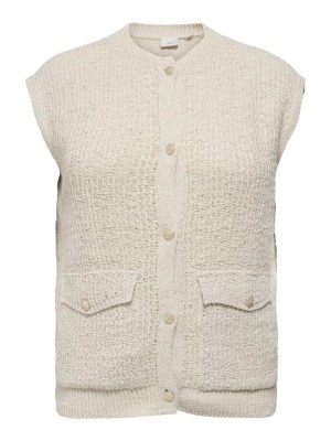 Carmakoma CARCELESTE O-NECK VEST KNT Birch/Silver Glitter | Freewear CARCELESTE O-NECK VEST KNT - www.freewear.nl - Freewear