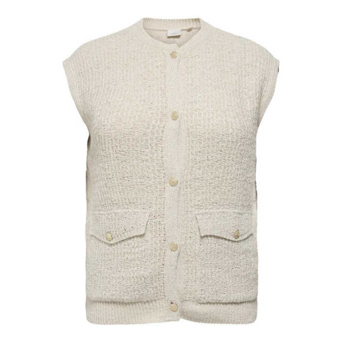 Carmakoma CARCELESTE O-NECK VEST KNT Birch/Silver Glitter | Freewear CARCELESTE O-NECK VEST KNT - www.freewear.nl - Freewear