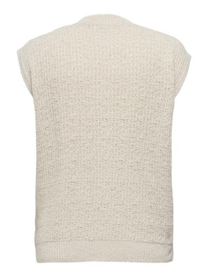 Carmakoma CARCELESTE O-NECK VEST KNT Birch/Silver Glitter | Freewear CARCELESTE O-NECK VEST KNT - www.freewear.nl - Freewear