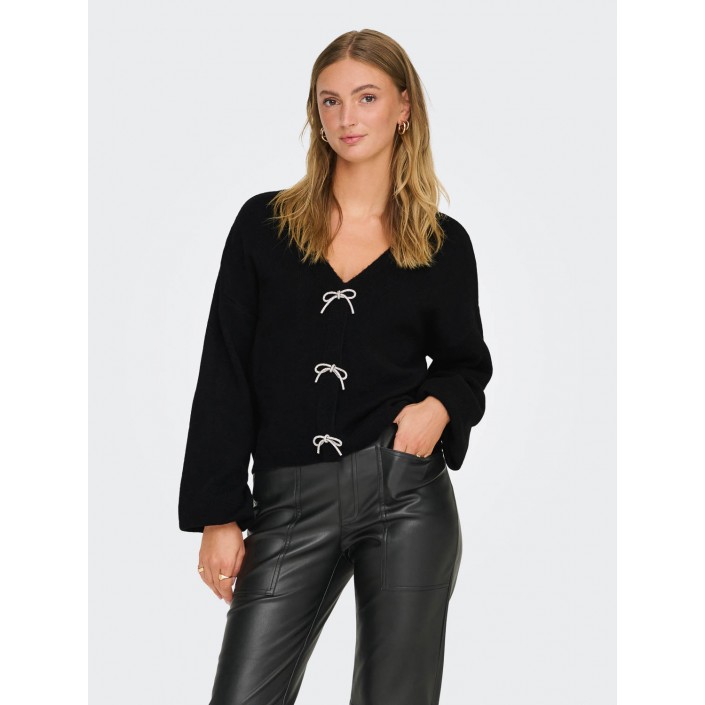 Only ONLDONNA LS BOW V-NECK KNT Black | Freewear ONLDONNA LS BOW V-NECK KNT - www.freewear.nl - Freewear