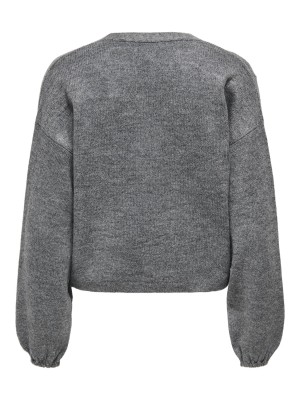 Only ONLDONNA LS BOW V-NECK KNT Medium Grey Melange | Freewear ONLDONNA LS BOW V-NECK KNT - www.freewear.nl - Freewear