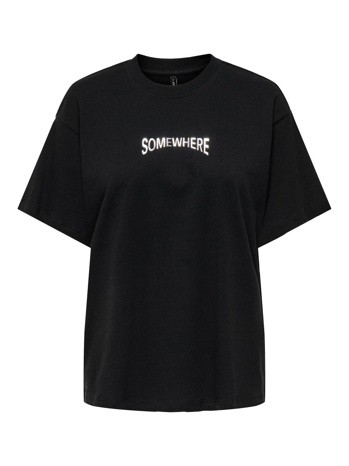 Only T-shirt Onlwendy Life S/s Text Detail Top J 15343922 Black/somewhere Dames Maat - L
