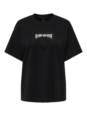 Only ONLWENDY LIFE S/S TEXT DETAIL TOP J: Black/Somewhere | Freewear ONLWENDY LIFE S/S TEXT DETAIL TOP J: - www.freewear.nl - Freewear