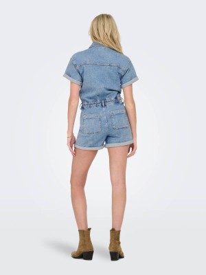 Only ONLCASTEL S/S DNM PLAYSUIT AZG Light Blue Denim | Freewear ONLCASTEL S/S DNM PLAYSUIT AZG - www.freewear.nl - Freewear