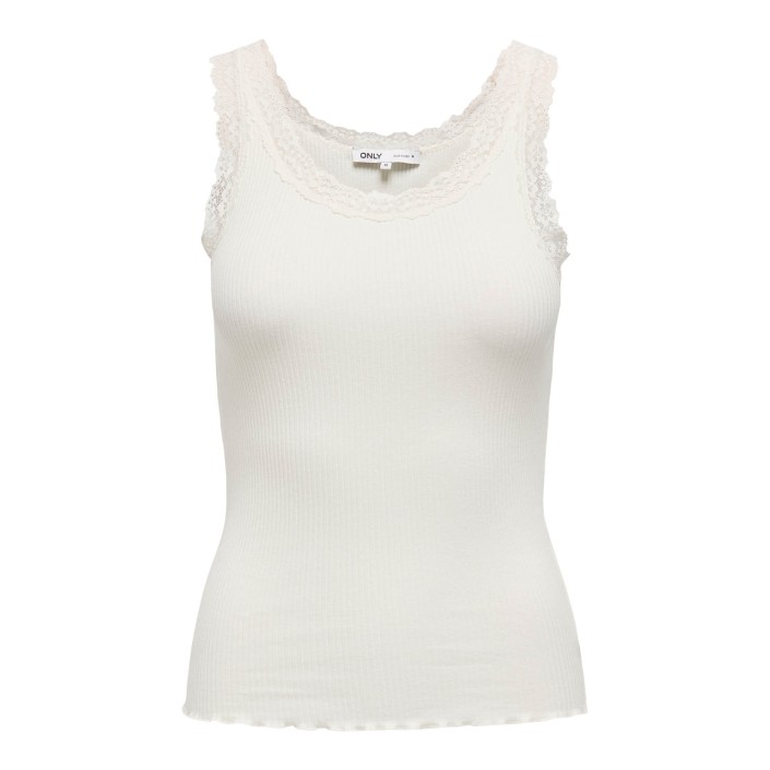 Only ONLSARA SHARAI LIFE TANK TOP JRS NO: Cloud Dancer | Freewear ONLSARA SHARAI LIFE TANK TOP JRS NO: - www.freewear.nl - Freewear