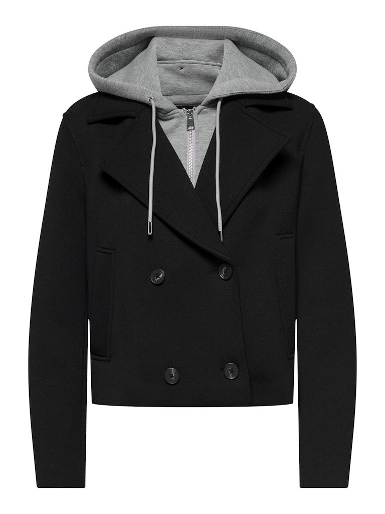 Only Jas Onljudith Scuba Mix Jacket Otw 15346206 Black/hood Medium Dames Maat - L