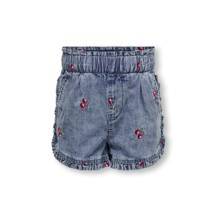 ONLY:KIDS ONLY KMGDANDY CHERRY FRILL DNM SHORTS Medium Blue Denim/CHERRY EMBROID | Freewear KMGDANDY CHERRY FRILL DNM SHORTS - www.freewear.nl - Freewear