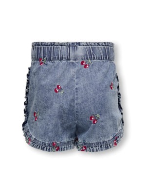 ONLY:KIDS ONLY KMGDANDY CHERRY FRILL DNM SHORTS Medium Blue Denim/CHERRY EMBROID | Freewear KMGDANDY CHERRY FRILL DNM SHORTS - www.freewear.nl - Freewear