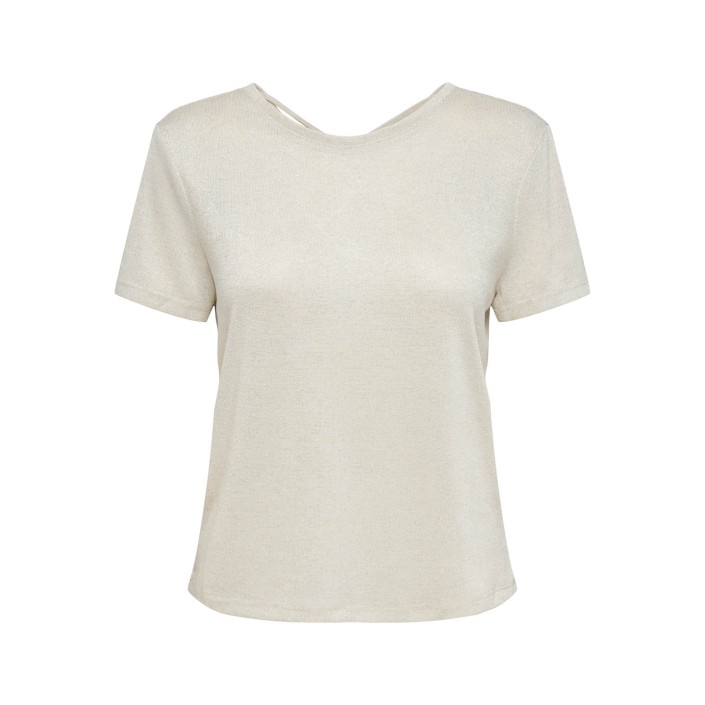 Only ONLAMBER LIFE S/S GLITTER TOP JRS Cloud Dancer/Frosted almond glit | Freewear ONLAMBER LIFE S/S GLITTER TOP JRS - www.freewear.nl - Freewear