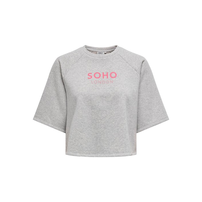 Only ONLCORA S/S PRINT O-NECK UB SWT Light Grey Melange/Soho | Freewear ONLCORA S/S PRINT O-NECK UB SWT - www.freewear.nl - Freewear
