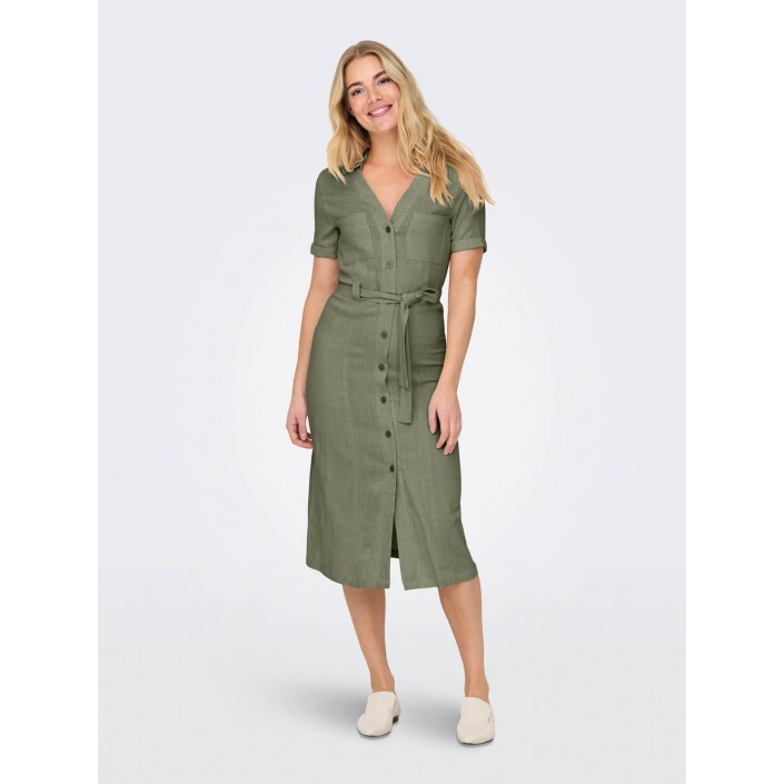 Only ONLSIESTA SS LIN BL SHIRT DRESS PNT: Deep Lichen Green | Freewear ONLSIESTA SS LIN BL SHIRT DRESS PNT: - www.freewear.nl - Freewear
