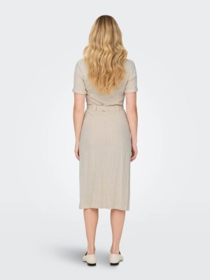 Only ONLSIESTA SS LIN BL SHIRT DRESS PNT: Moonbeam | Freewear ONLSIESTA SS LIN BL SHIRT DRESS PNT: - www.freewear.nl - Freewear