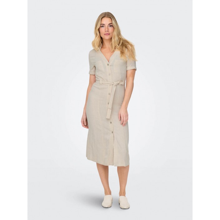 Only ONLSIESTA SS LIN BL SHIRT DRESS PNT: Moonbeam | Freewear ONLSIESTA SS LIN BL SHIRT DRESS PNT: - www.freewear.nl - Freewear