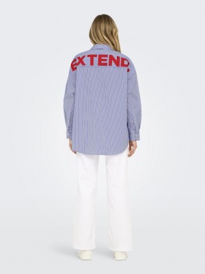 Only ONLEMA WO LS LOOSE SHIRT XT WVN Bright White/MAZARINE BLUE | Freewear ONLEMA WO LS LOOSE SHIRT XT WVN - www.freewear.nl - Freewear