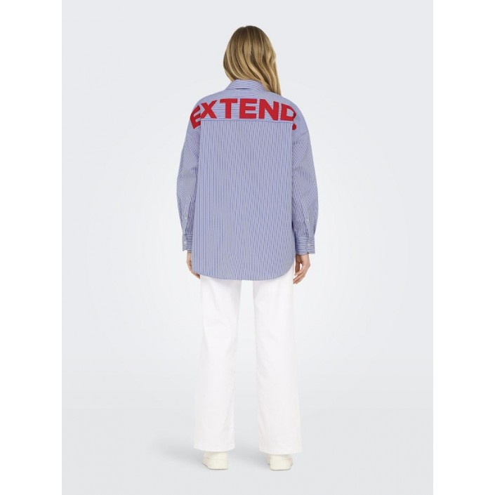Only ONLEMA WO LS LOOSE SHIRT XT WVN Bright White/MAZARINE BLUE | Freewear ONLEMA WO LS LOOSE SHIRT XT WVN - www.freewear.nl - Freewear