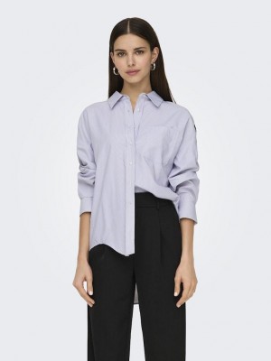 Only ONLEMA WO LS LOOSE SHIRT XT WVN Bright White/NIGHT SKY | Freewear ONLEMA WO LS LOOSE SHIRT XT WVN - www.freewear.nl - Freewear
