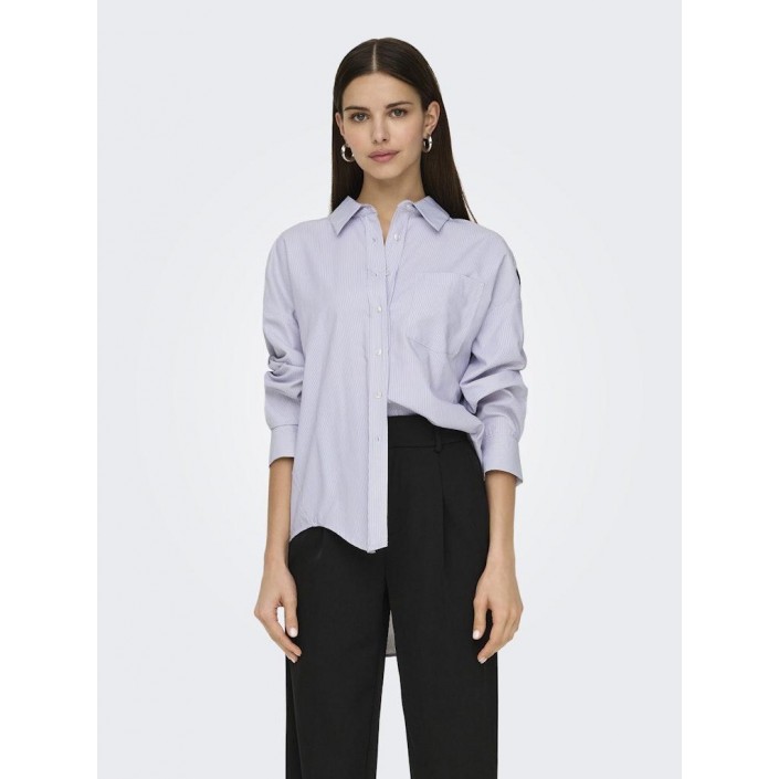 Only ONLEMA WO LS LOOSE SHIRT XT WVN Bright White/NIGHT SKY | Freewear ONLEMA WO LS LOOSE SHIRT XT WVN - www.freewear.nl - Freewear