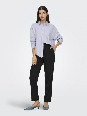 Only ONLEMA WO LS LOOSE SHIRT XT WVN Bright White/NIGHT SKY | Freewear ONLEMA WO LS LOOSE SHIRT XT WVN - www.freewear.nl - Freewear