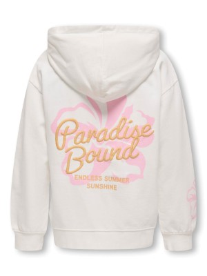 Only KOGJULIA LIFE L/S PRINTED HOOD SWT Cloud Dancer/Paradise | Freewear KOGJULIA LIFE L/S PRINTED HOOD SWT - www.freewear.nl - Freewear