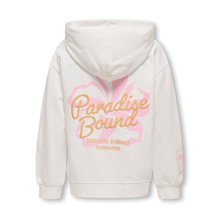Only KOGJULIA LIFE L/S PRINTED HOOD SWT Cloud Dancer/Paradise | Freewear KOGJULIA LIFE L/S PRINTED HOOD SWT - www.freewear.nl - Freewear