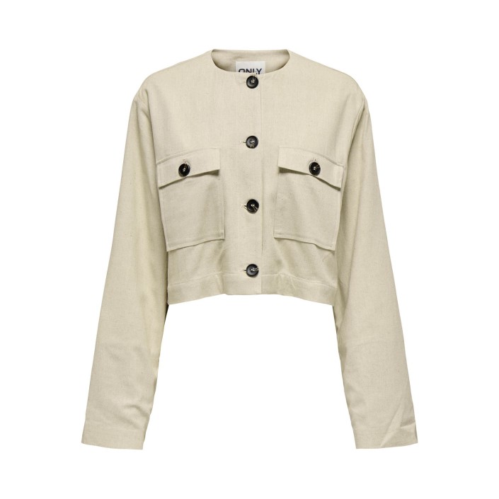 Only ONLPAMPA L/S LINEN BL JACKET PNT French Oak/W BLUE STRIP | Freewear ONLPAMPA L/S LINEN BL JACKET PNT - www.freewear.nl - Freewear