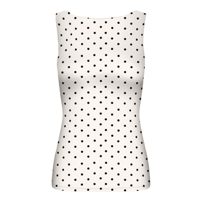 Only ONLLONE AOP LEO 2-WAY S/L TOP JRS Cloud Dancer/SMALL BLACK DOTS | Freewear ONLLONE AOP LEO 2-WAY S/L TOP JRS - www.freewear.nl - Freewear