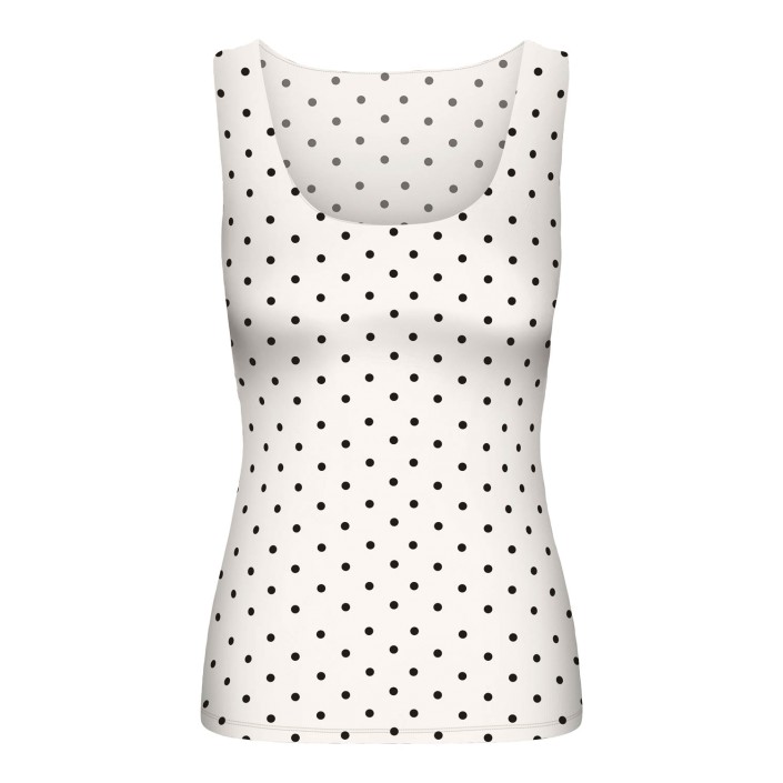 Only ONLLONE AOP LEO 2-WAY S/L TOP JRS Cloud Dancer/SMALL BLACK DOTS | Freewear ONLLONE AOP LEO 2-WAY S/L TOP JRS - www.freewear.nl - Freewear
