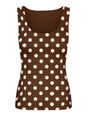 Only ONLLONE AOP LEO 2-WAY S/L TOP JRS Seal Brown/BIG CD DOTS | Freewear ONLLONE AOP LEO 2-WAY S/L TOP JRS - www.freewear.nl - Freewear