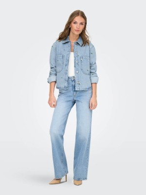 Only ONLCASSIE EMB LS OVS DNM SHIRT AKM Light Blue Denim | Freewear ONLCASSIE EMB LS OVS DNM SHIRT AKM - www.freewear.nl - Freewear