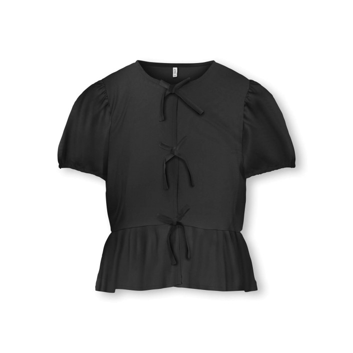 Only KOGCLARA LIFE S/S BOW SHIRT WVN NOO: Black | Freewear KOGCLARA LIFE S/S BOW SHIRT WVN NOO: - www.freewear.nl - Freewear