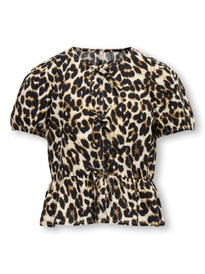 Only KOGCLARA LIFE S/S BOW SHIRT WVN NOO: Black/With Clara Leo | Freewear