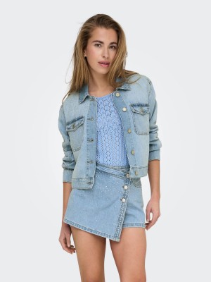 Only ONLLUMI LS RHINESTONE JACKET DNM PI: Light Blue Denim | Freewear ONLLUMI LS RHINESTONE JACKET DNM PI: - www.freewear.nl - Freewear