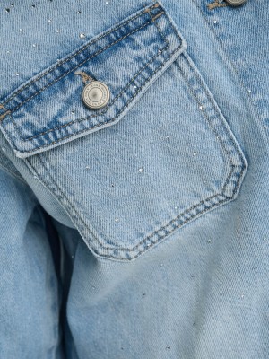 Only ONLLUMI LS RHINESTONE JACKET DNM PI: Light Blue Denim | Freewear ONLLUMI LS RHINESTONE JACKET DNM PI: - www.freewear.nl - Freewear