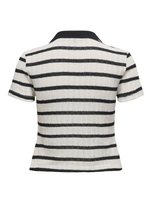 Only ONLHALIA S/S COLLAR TOP BOX JRS Cloud Dancer/Black | Freewear ONLHALIA S/S COLLAR TOP BOX JRS - www.freewear.nl - Freewear