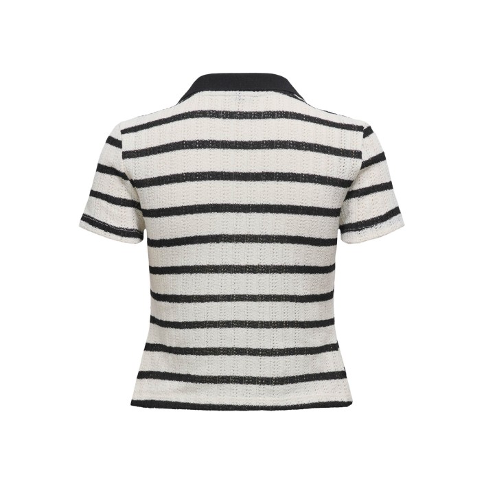 Only ONLHALIA S/S COLLAR TOP BOX JRS Cloud Dancer/Black | Freewear ONLHALIA S/S COLLAR TOP BOX JRS - www.freewear.nl - Freewear
