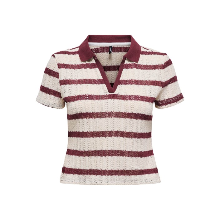 Only ONLHALIA S/S COLLAR TOP BOX JRS Cloud Dancer/Ruby wine | Freewear ONLHALIA S/S COLLAR TOP BOX JRS - www.freewear.nl - Freewear