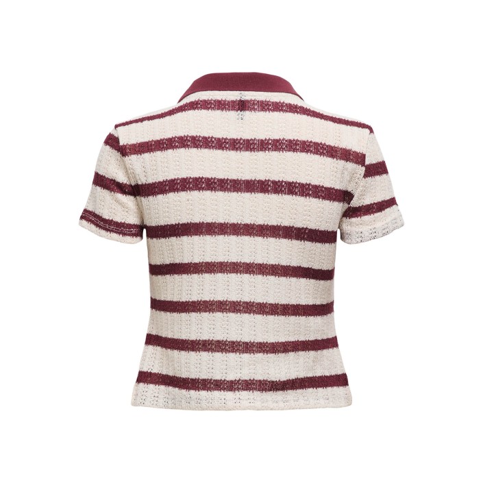 Only ONLHALIA S/S COLLAR TOP BOX JRS Cloud Dancer/Ruby wine | Freewear ONLHALIA S/S COLLAR TOP BOX JRS - www.freewear.nl - Freewear